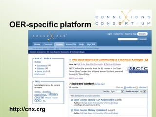 OER-specific platform




http://cnx.org
 