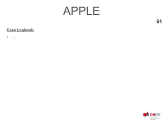 61
APPLE
Case Logbook:
• …
 