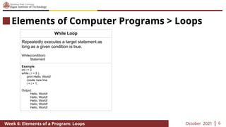 CCC100 - Week 6 - Loops Elements of a Program.pptx