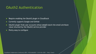 2FA and OAuth2 in CloudStack - Andrija Panić - ShapeBlue | PDF