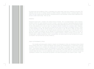 In Leonard Lehrer and his Influences, there is a formulation of the “perfect instant” where past is redeemed in the present. This
philosophy echoes the voice of a historian. Reminiscent of Walter Benjamin- a philosopher of history, consistently vigilant to those
victims in the past, Leonard has lived with histories, redeeming personal, kin and humankind. Leonard reworks happenings of the
past into a reality of present hope. Time, was now.
Introduction
Throughout Leonard Lehrer`s repertoire is the continual presence of memory. This is accentuated through a choice of materials,
technique and form. The content determines the means. In Lehrer`s early work he spent time experimenting with great sensitivity
to tone, colour, and compositional balance reminiscent of the still life painter Giorgio Morandi who focused on depicting the familiar
but with subtle gradations of hue, tone and colour, thus making the depictions of familiar have a mysterious quality. Lithography,
a favoured method in Lehrer`s work relies upon the strongest ink that survives for the image. This prefigures endurance, evident
in content throughout his work. The layering techniques are in the presence of now. This form of collage and mixed media,
blasts open that continum of history. It is only through using that present form, that the past begins to seep through the cracks
of time…time collapses and influences from the Alhambra, the quasi-mathmatical composition of the Gardens of Last Year at
Marienbad; Judaism; Jorges Luis Borges; Pontoromo and his daughter Anna-Katrina, all flower and bloom out to the reader. This
technique allows a multitude of perspectives, Lehrer`s personal history, the extrinsic history to his own and within this, the reader
can experience and savor their own vast array of influences.
Sojourns and Embarkation to Cythera
The fascination with formal gardens depicted in Sojourns and Embarkation to Cythera are mysteriously still and removed
from the ordinary world. There is a feeling of the Romantic lonely wanderer, like the Wandering Jew, an exiled bearer of testimony
and witness. Lehrer in his art is narrating a tale revolving around the wanderings of a changeless character in a changing world.
Lehrer`s formal gardens depicted in Sojourns and Embarkation to Cythera allude to Nicholas Poussin’s 17th century mechanisms
in the painterly pursuit of three-dimensional composition in space. Furthermore, Lehrer found affinity with the formal garden leitmotif
embedded within Alain Renais`s Last year at Marienbad. Here characters wander seemingly lost and in a dream. It is precisely this
combination of symmetry in the external world and labyrinth in the internal consciousness, that is evident in Lehrer`s works.
 