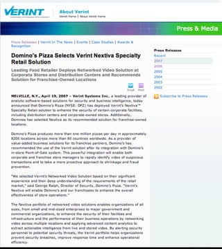 dominos press release
