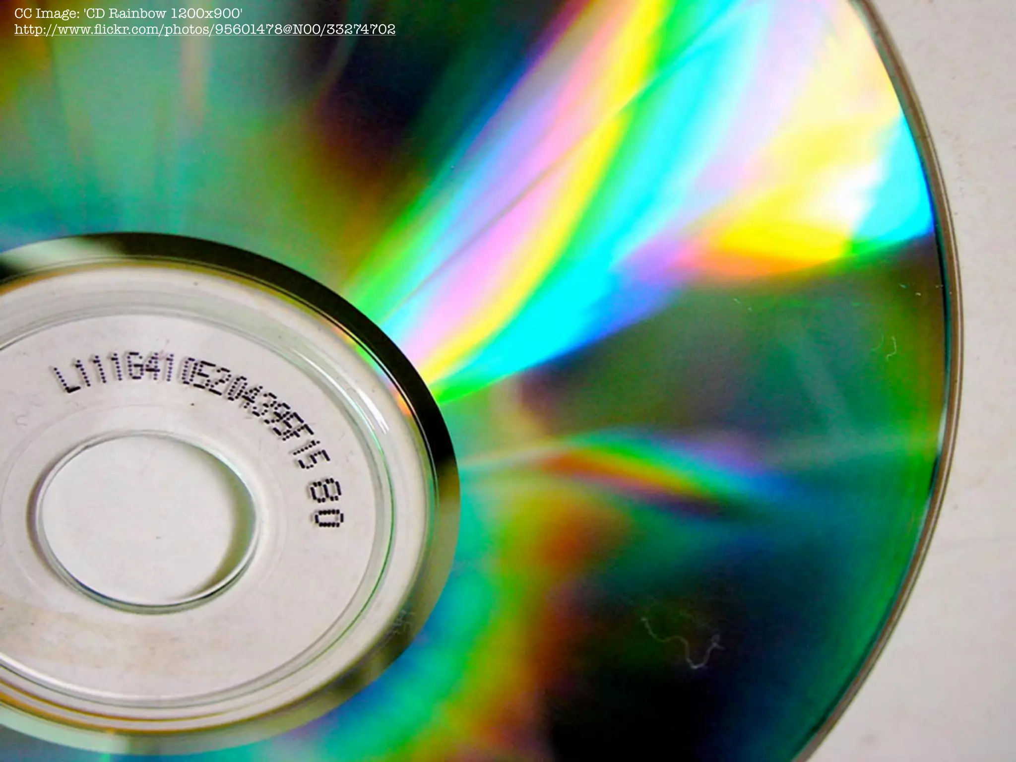 CC Image: 'CD Rainbow 1200x900'
http://www.ﬂickr.com/photos/95601478@N00/33274702
 