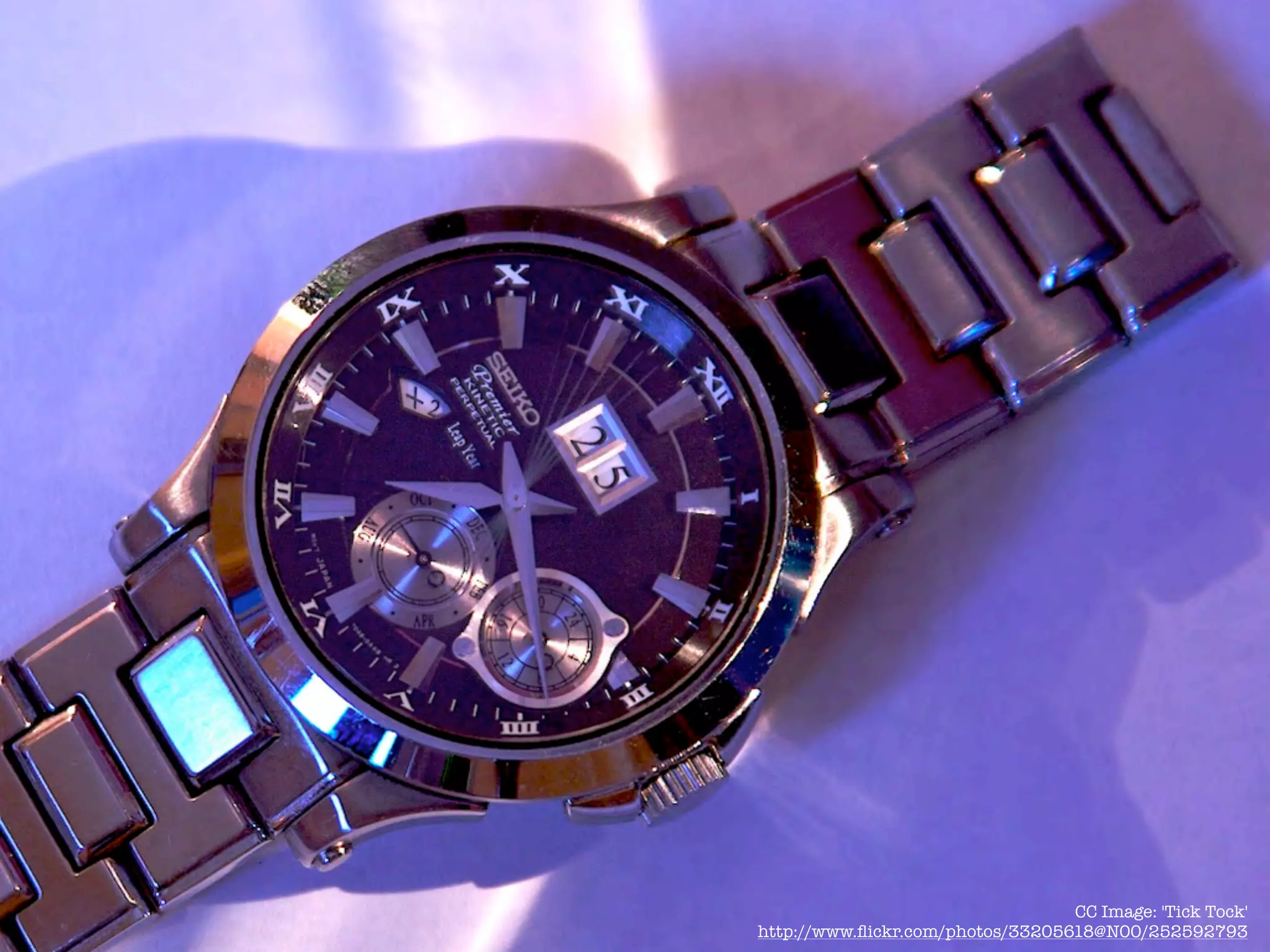 CC Image: 'Tick Tock'
http://www.ﬂickr.com/photos/33205618@N00/252592793
 