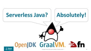 Copyright © 2019, Oracle and/or its affiliates. All rights reserved. | 49
Serverless Java? Absolutely!
 