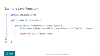 Copyright © 2019, Oracle and/or its affiliates. All rights reserved. |
Example Java Function
7
 