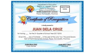 Certificate of Recognition for Card Day/Recognition Day