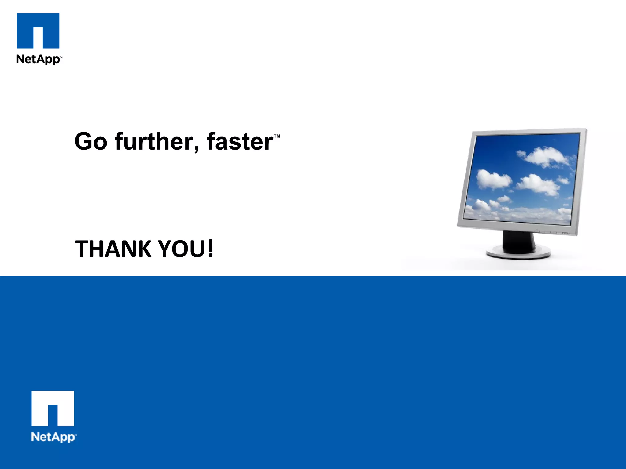 Go further, faster                    ™




THANK YOU!




© 2009 NetApp. All rights reserved.       30
 