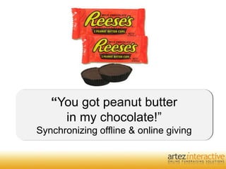 “You got peanut butter in my chocolate!”Synchronizing offline & online giving 