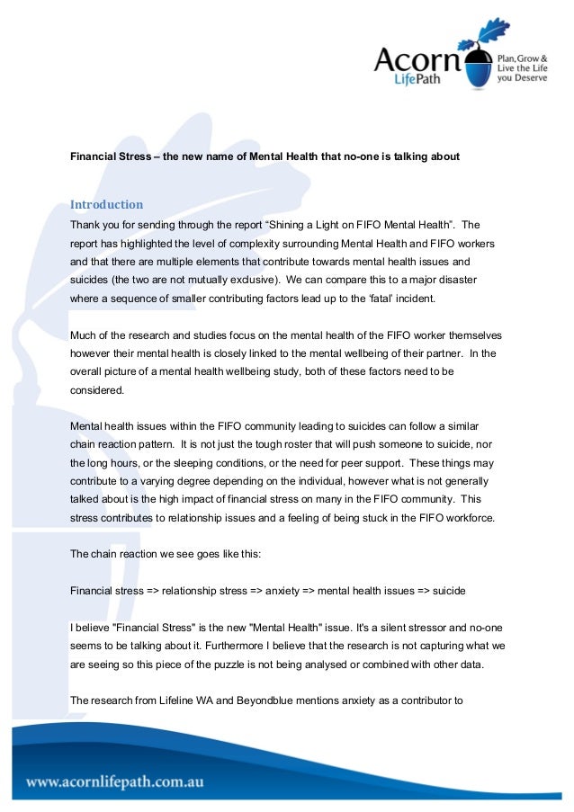 Two Reports Highlight Growing Mental >> Submission For Shining A Light On Fifo Mental Health Two Reports Highlight Growing Mental >> Submission For Shining A Light On Fifo Mental Health