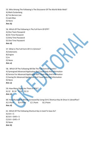 CCC Exam Paper MCQs (Online Exam Question) | PDF