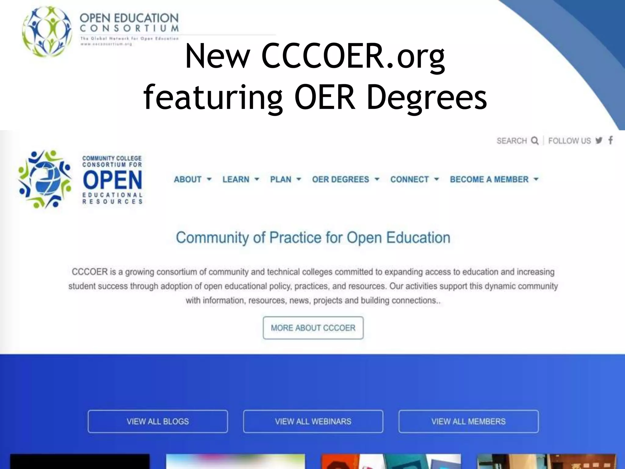 New CCCOER.org
featuring OER Degrees
 
