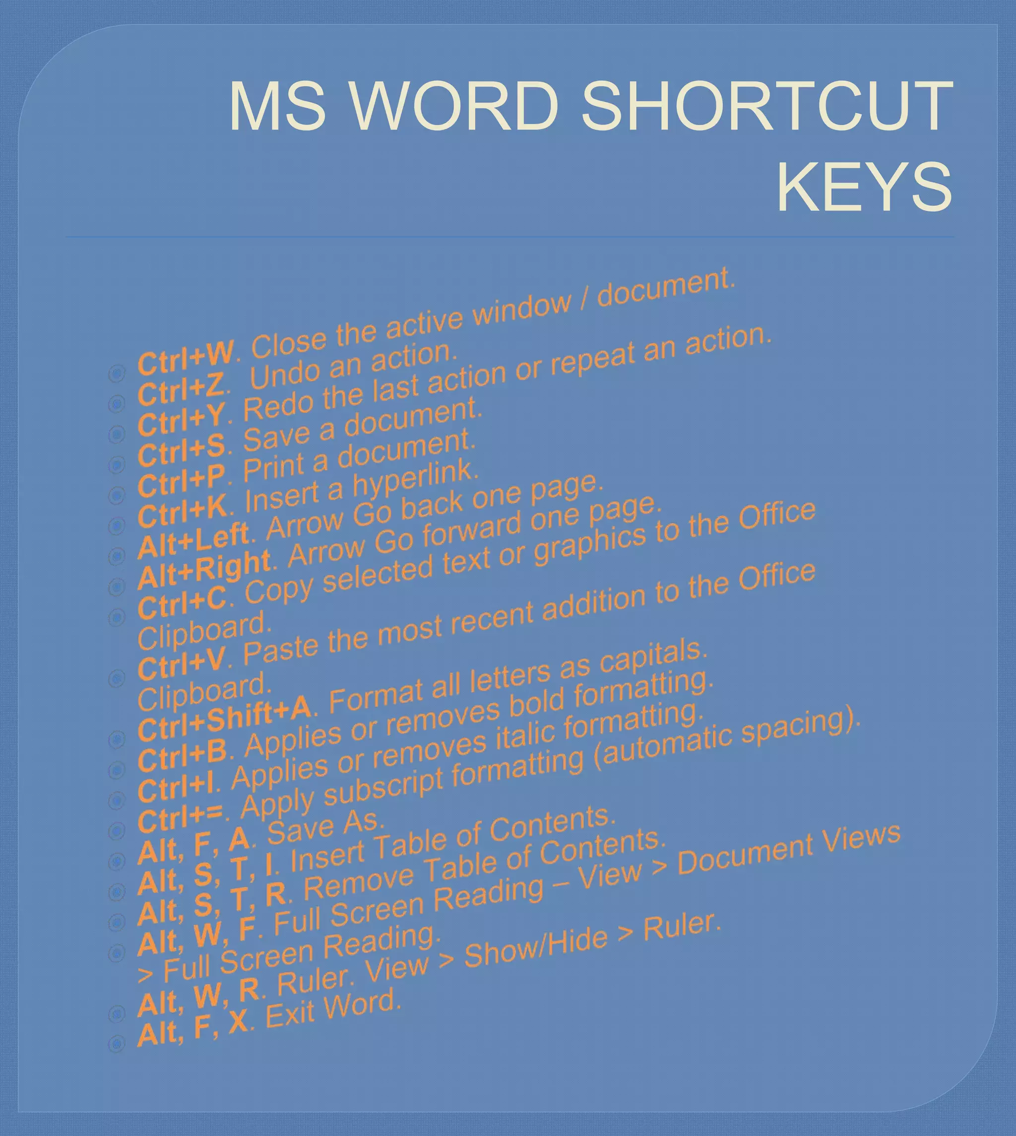 MS WORD SHORTCUT
KEYS