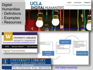 UCLA Digital Humanities Research Projects
Digital
Humanities
- Definitions
- Examples
- Resources
http://guides.lib.washin...