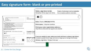 11 | Center for Civic Design
Easy signature form- blank or pre-printed
 