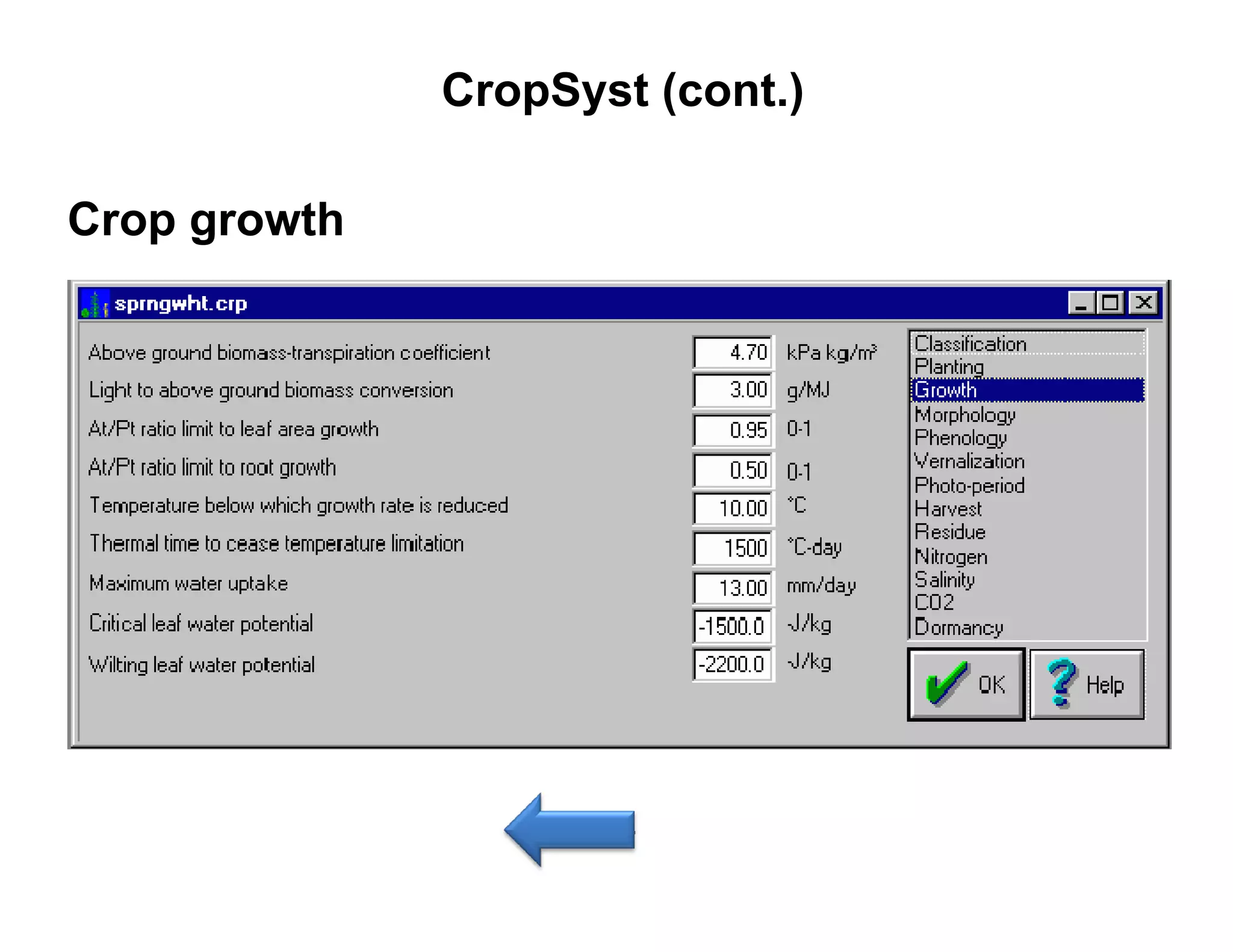 CropSyst (cont.)

Crop growth
 