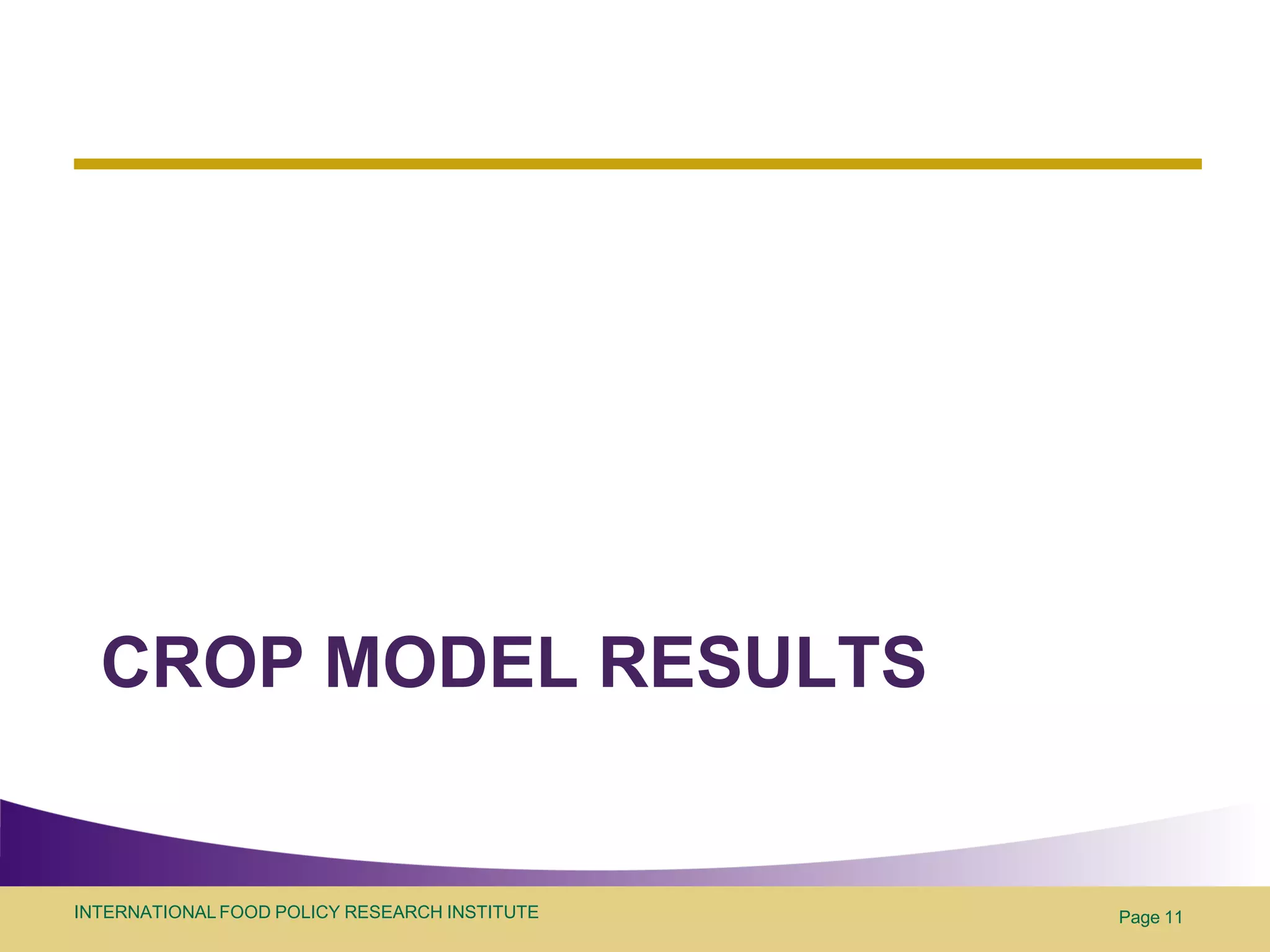 CROP MODEL RESULTS


INTERNATIONAL FOOD POLICY RESEARCH INSTITUTE   Page 11
 