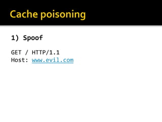 1) Spoof
GET / HTTP/1.1
Host: www.evil.com
 