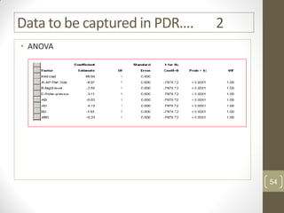 Data to be captured in PDR…. 2
• ANOVA
54
 