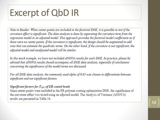 Excerpt of QbD IR
58
 