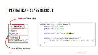 PERHATIKAN CLASS BERIKUT
CCDP - OOP DAN DESIGN PATTERN 2
Abstract method
Abstract class
18/06/24
 