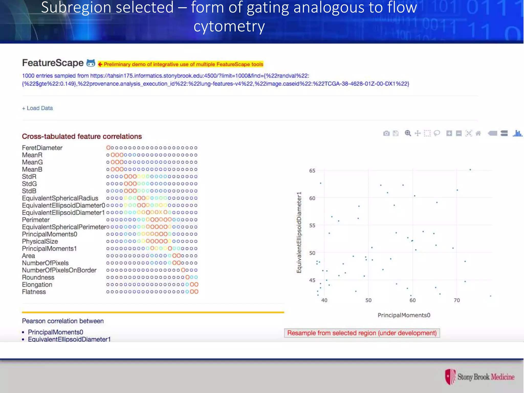 Subregion selected – form of gating analogous to flow
cytometry
 