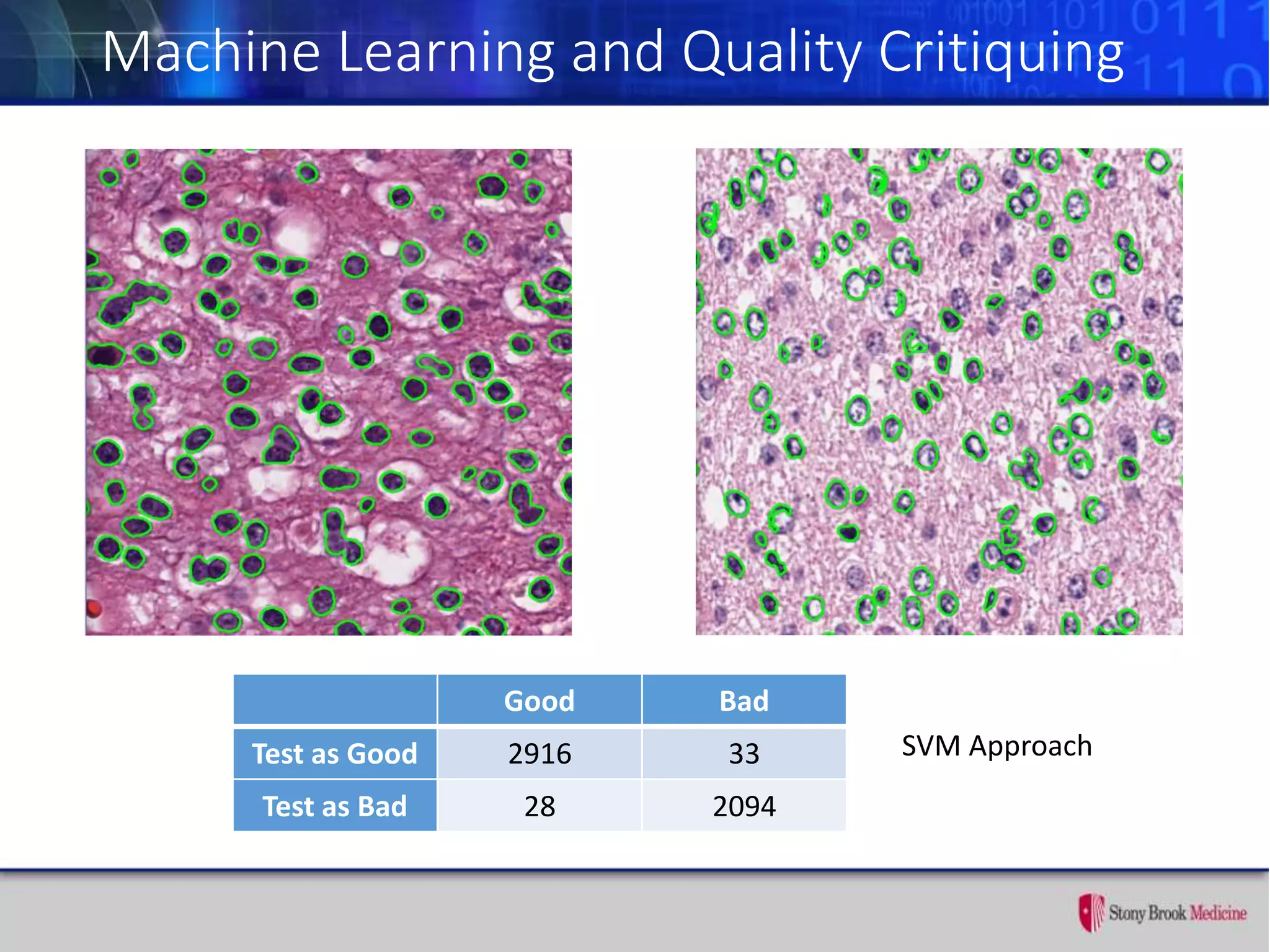 Good Bad
Test as Good 2916 33
Test as Bad 28 2094
Machine Learning and Quality Critiquing
SVM Approach
 