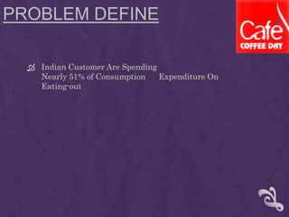 PROBLEM DEFINE
 Indian Customer Are Spending
Nearly 51% of Consumption Expenditure On
Eating-out
 
