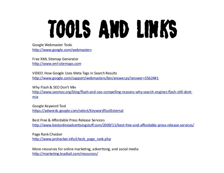tools and linksgoogle webmaster tools