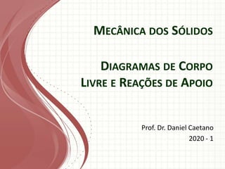 MECÂNICA DOS SÓLIDOS
Prof. Dr. Daniel Caetano
2020 - 1
DIAGRAMAS DE CORPO
LIVRE E REAÇÕES DE APOIO
 