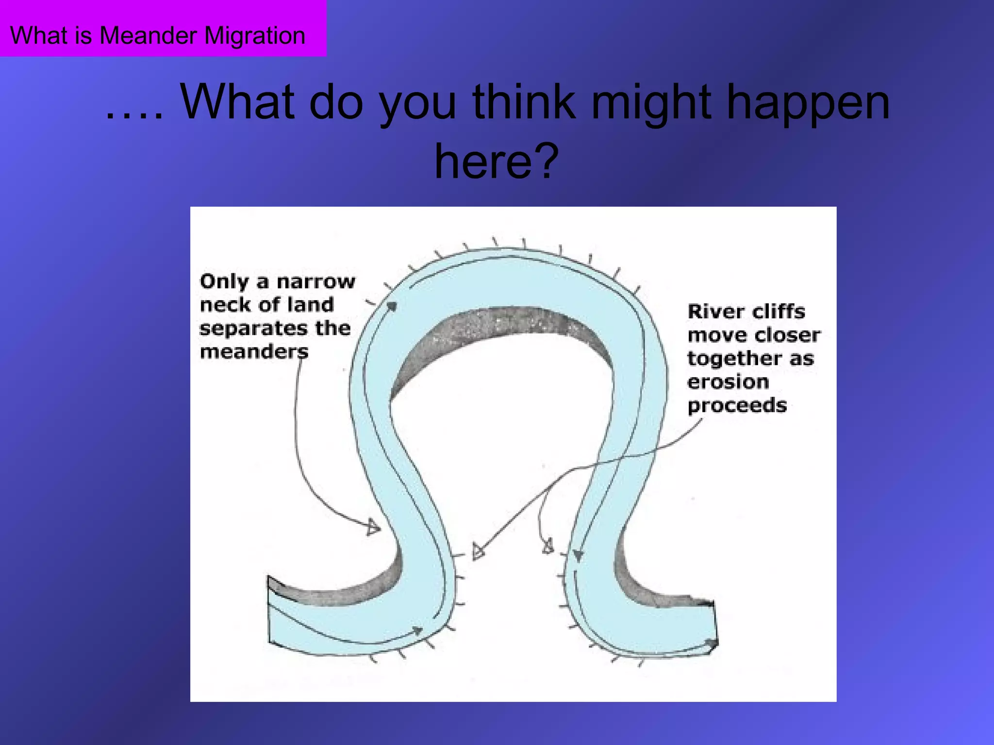 …. What do you think might happen
here?
What is Meander Migration
 