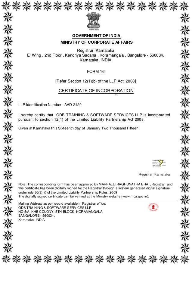 Certificate of LLP Incorporation-100115