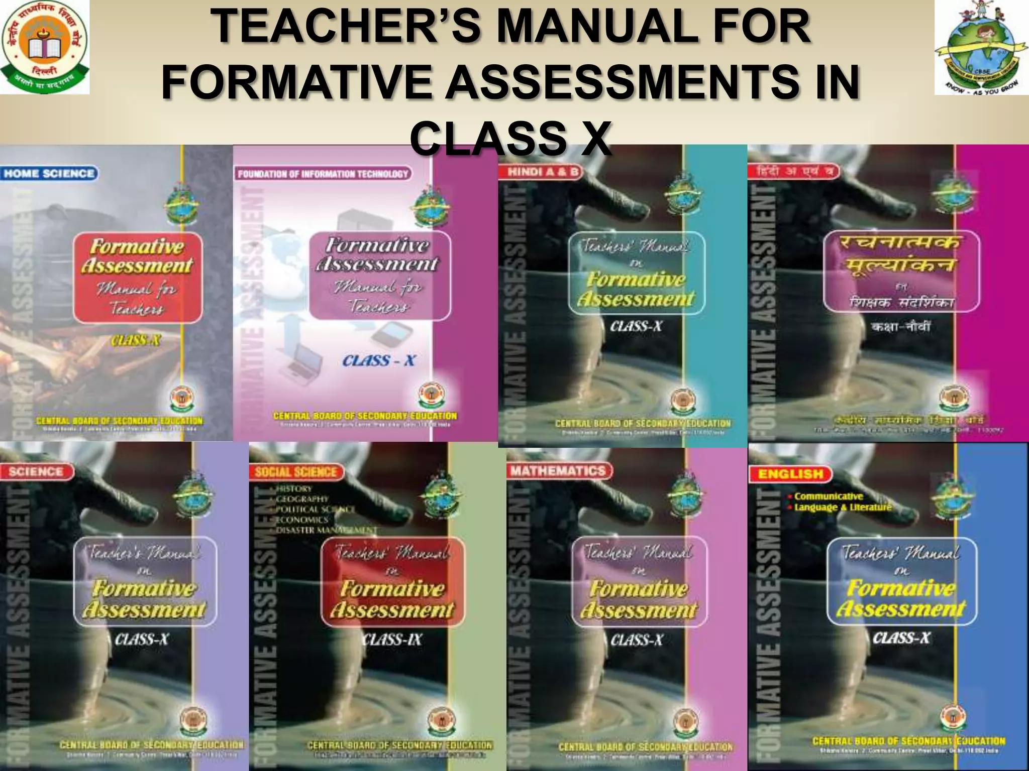 TEACHER’S MANUAL FOR
FORMATIVE ASSESSMENTS IN
        CLASS X




                           75
 