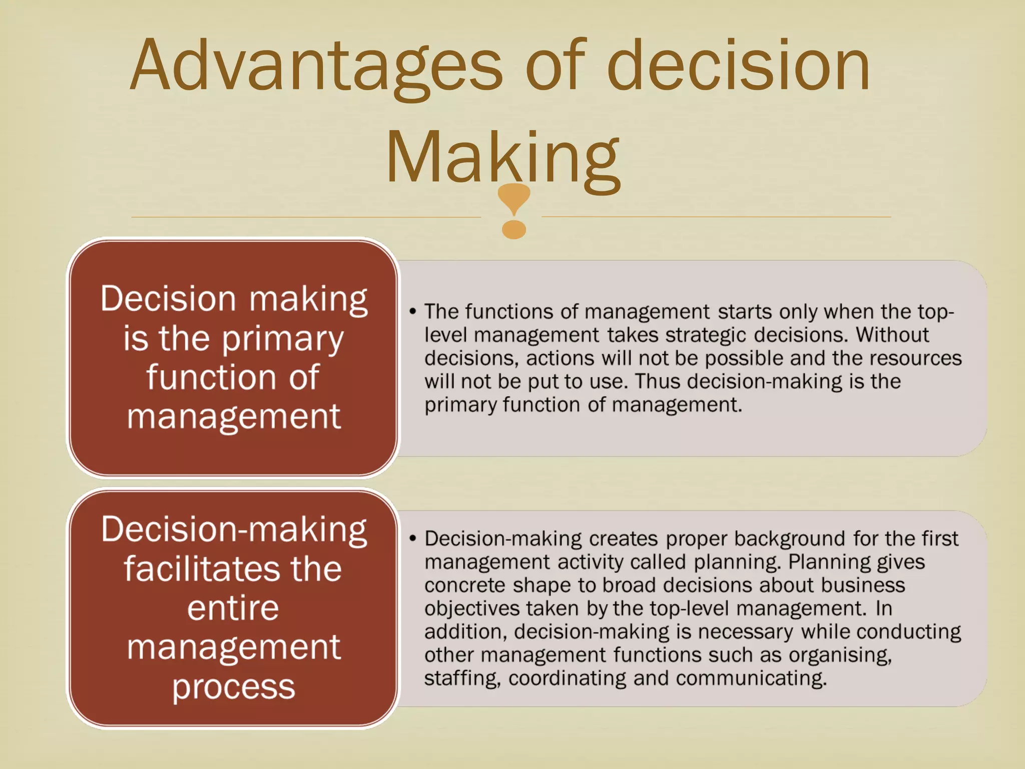
Advantages of decision
Making
 