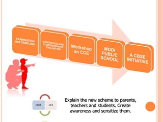 Explain the new scheme to parents,
teachers and students. Create
awareness and sensitize them.
 
