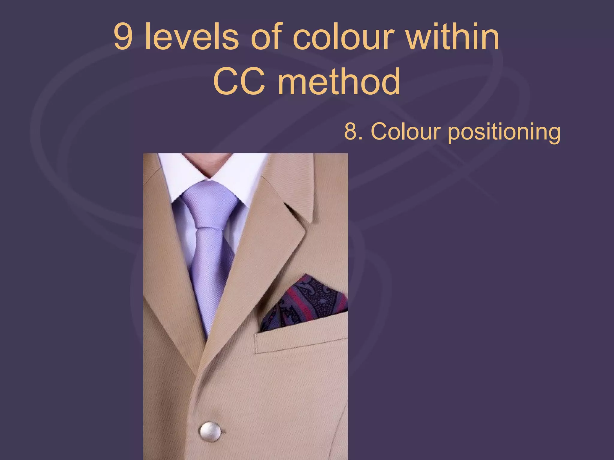 9 levels of colour within
      CC method
              8. Colour positioning
 
