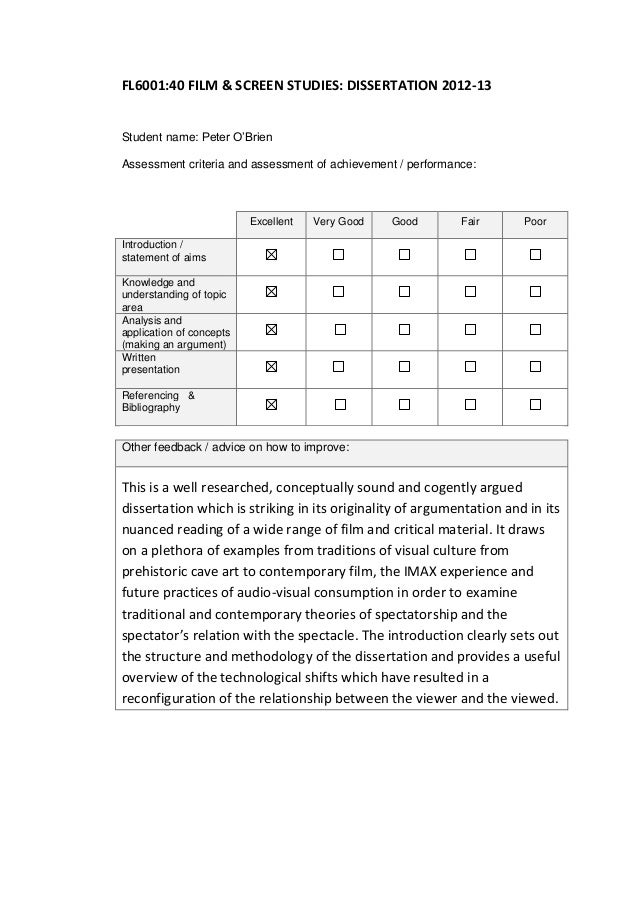 Media studies dissertation