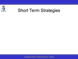 CANADIAN COAST GUARD AUXILIARY - PACIFIC
Short Term Strategies
 