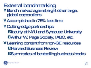 The first week The top five countries visiting the site United States  Canada  United Kingdom  India  Hungary 13% increase in site traffic Over 50% of the target audience watched the live Web cast hosted by the new CMO 100% of the Learning Library access licenses were activated. 