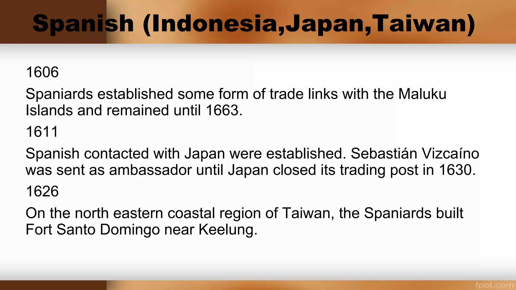 Portuguese in China
1513
Portuguese landed on Lintin Island, claimed island for King of Portugal.
1516
Portuguese traders used Macau as staging port. The first Portuguese ships had
reached Canton (now Guangdong) on the Southern coasts of China.
1521
Chinese expelled Portuguese adventurers from coast of Canton.
 