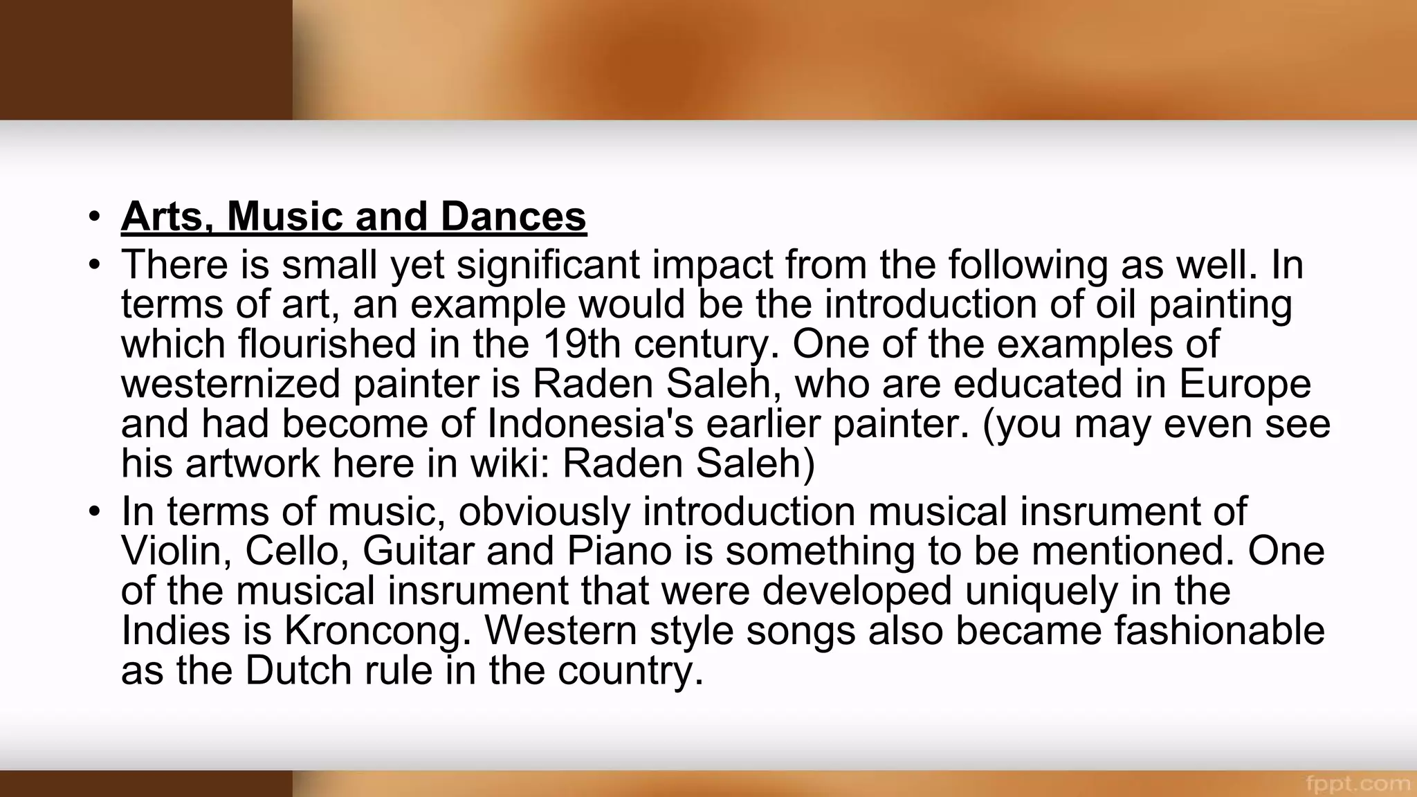 • Introduction of the GREGORIAN CALENDAR
• Until 1845, the Phil. Calendar was 1 day behind that of European time
• Gov. Gen. Narciso Claveria corrected the Philippine Calendar.
• Aug. 16,1844 - He issued an order proclaiming Tuesday, Dec.31,1844, to be
Wednesday, Jan.1,1844, advancing the calendar by one day so that it
would be in accord with world standard time.
• Spanish surnames for Filipinos
• First names of Filipinos were from the saints
ex. Juan from San Juan
• Gov. Gen. Narciso Claveria issued an order on Nov. 21, 1849 which gave
Spanish surnames to the Filipino families. He sent lists of Spanish family
names to the authorities of provinces & towns (ex. Gomez, Reyes, Santos).
• Many Filipino families became loyal to their Malayan descendants’ surnames
(ex. Batungbakal, Magbanua, Sumulong, Tonogbanua, Kalaw, Makapagal)
 