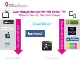 Zwei Entwicklungslinien für Social TV:
                  One-Screen vs. Second-Screen




                                ...