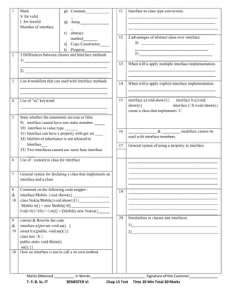 C# chapter wise practice test