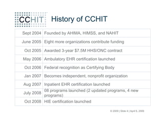 CCHIT Open Source Forum at HIMSS 09