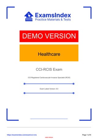 CCI-RCIS Exam Guide | Registered Cardiovascular Invasive Specialist | PDF