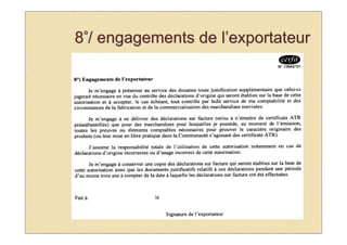 8°/ engagements de l’exportateur
 