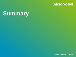 27Surface Chemistry | CCIA 2016
Summary
 