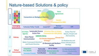 Nature-based Solutions & policy
Paris
Agreement
EU Climate Adaptation
Strategy*
Global
Nationally
Determined
Contribution
...