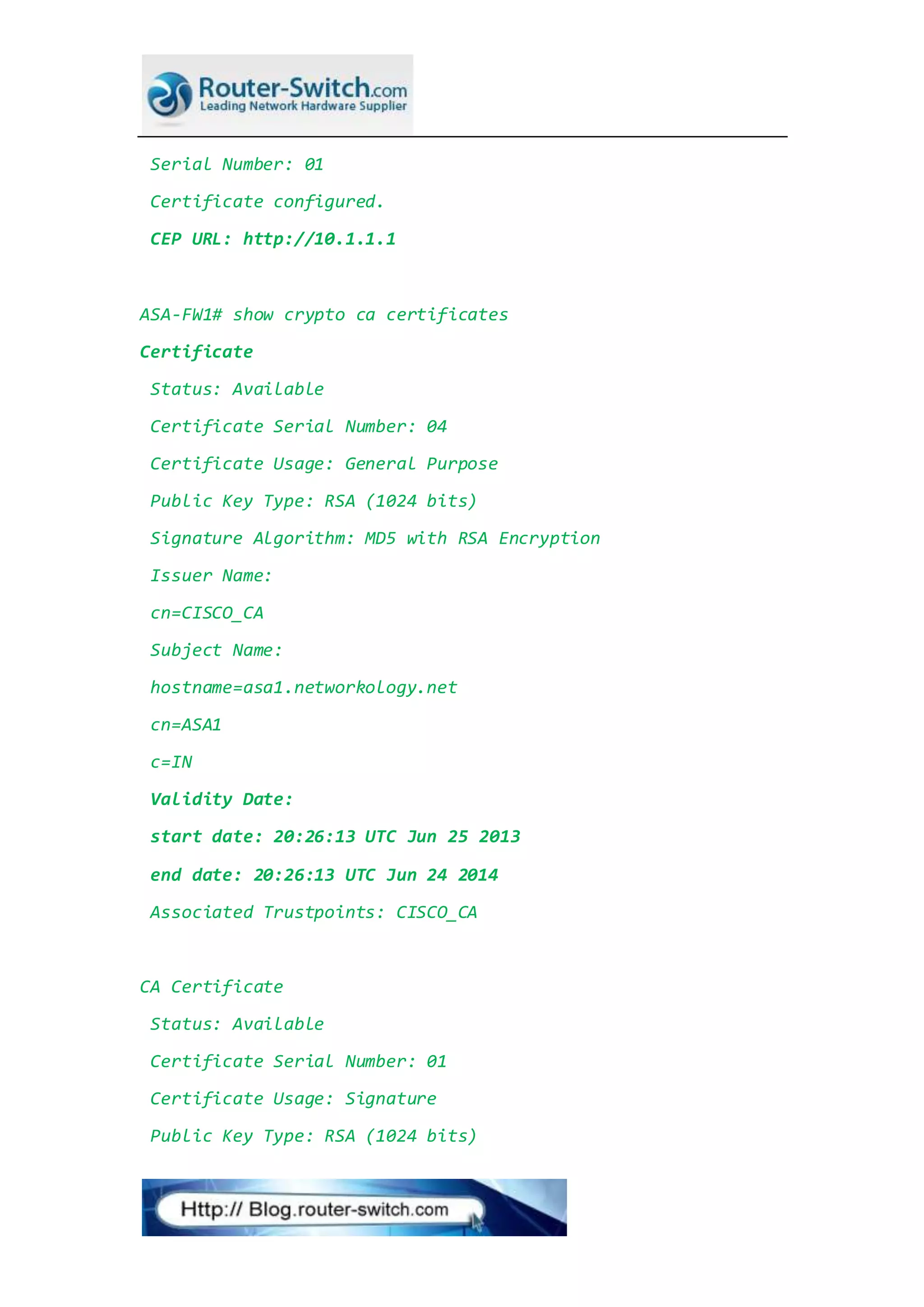 Ccie notes configuring cisco ios ca server and enrolling cisco asa to a ca  server | DOCX