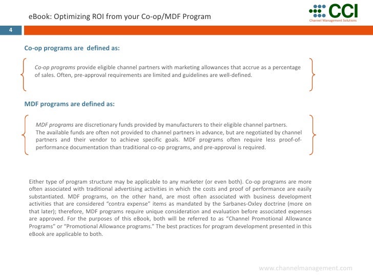 CCI eBook: Optimizing ROI From Your Coop MDF Program CCI eBook: Optimizing ROI From Your Coop MDF Program